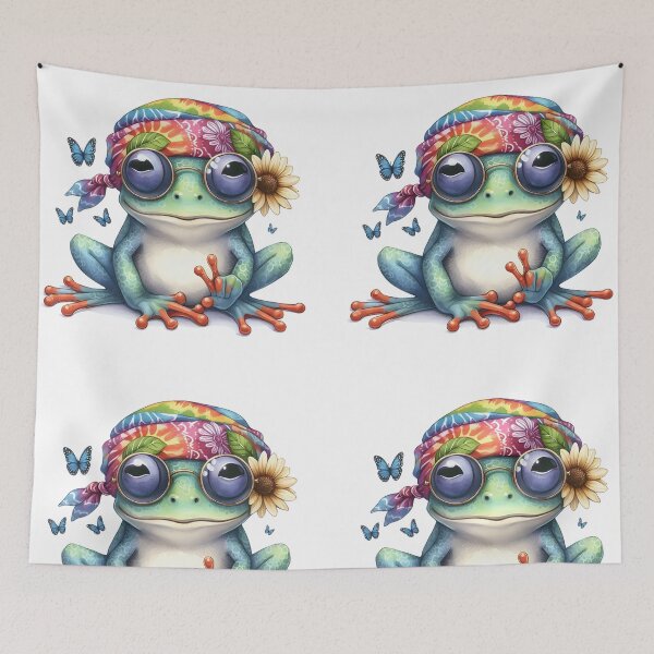 Item preview, Funky Frogs Hopping Into Zen! Cute Watercolor Hippie Frog designed and sold by dcohea.