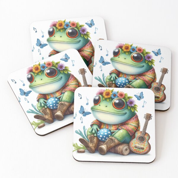 Item preview, Funky Frogs Hopping Into Zen! Cute Watercolor Hippie Frog designed and sold by dcohea.