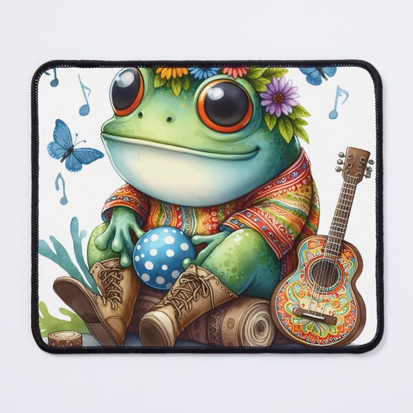 Item preview, Funky Frogs Hopping Into Zen! Cute Watercolor Hippie Frog designed and sold by dcohea.