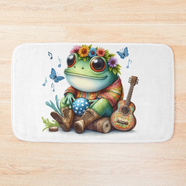 Item preview, Funky Frogs Hopping Into Zen! Cute Watercolor Hippie Frog designed and sold by dcohea.