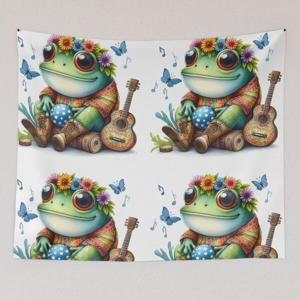 Item preview, Funky Frogs Hopping Into Zen! Cute Watercolor Hippie Frog designed and sold by dcohea.