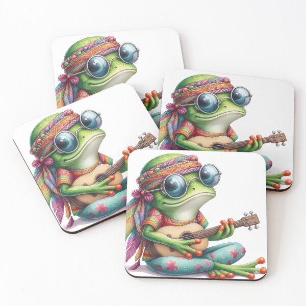 Item preview, Funky Frogs Hopping Into Zen! Cute Watercolor Hippie Frog designed and sold by dcohea.