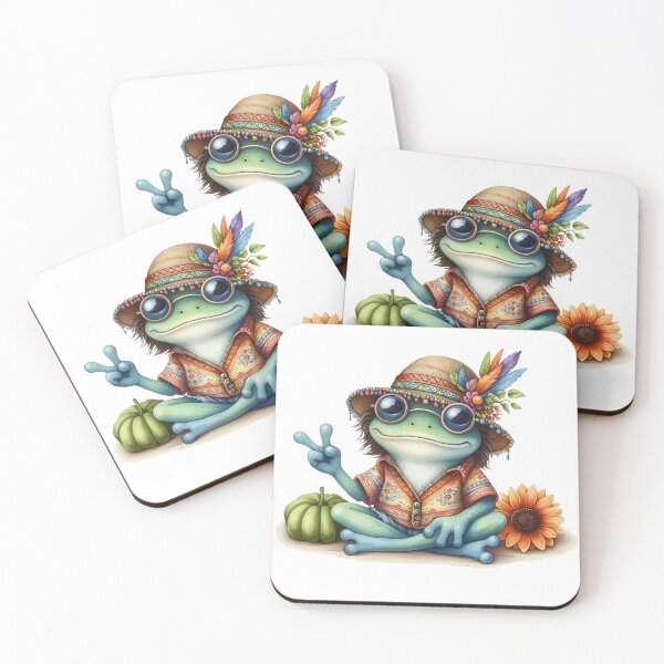 Item preview, Funky Frogs Hopping Into Zen! Cute Watercolor Hippie Frog designed and sold by dcohea.