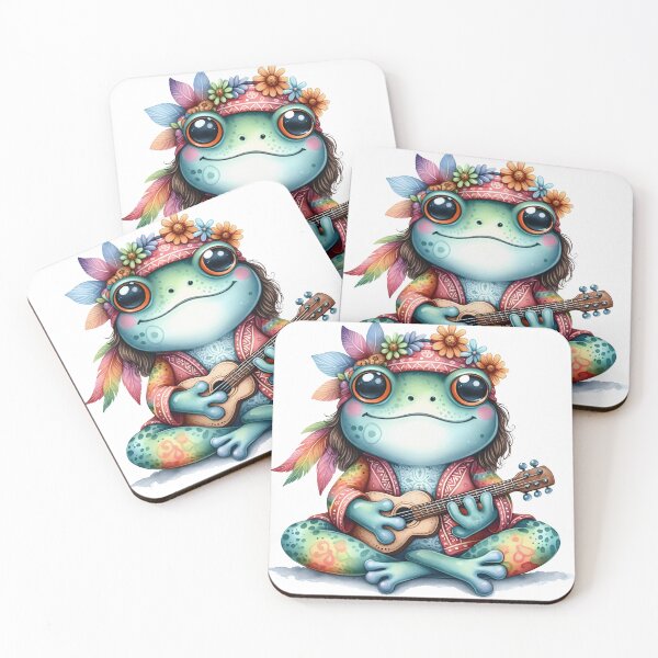 Item preview, Funky Frogs Hopping Into Zen! Cute Watercolor Hippie Frog designed and sold by dcohea.