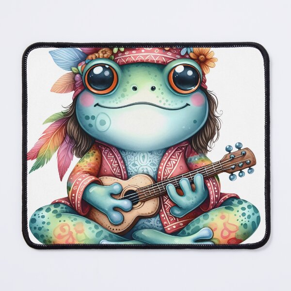 Item preview, Funky Frogs Hopping Into Zen! Cute Watercolor Hippie Frog designed and sold by dcohea.