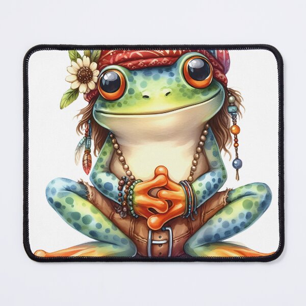 Item preview, Funky Frogs Hopping Into Zen! Cute Watercolor Hippie Frog designed and sold by dcohea.