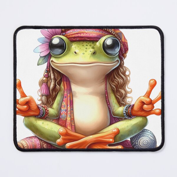 Item preview, Funky Frogs Hopping Into Zen! Cute Watercolor Hippie Frog designed and sold by dcohea.