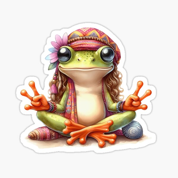 Artikel-Vorschau von Funky Frösche hüpfen ins Zen! Niedlicher Aquarell-Hippie-Frosch, designt und verkauft von dcohea.