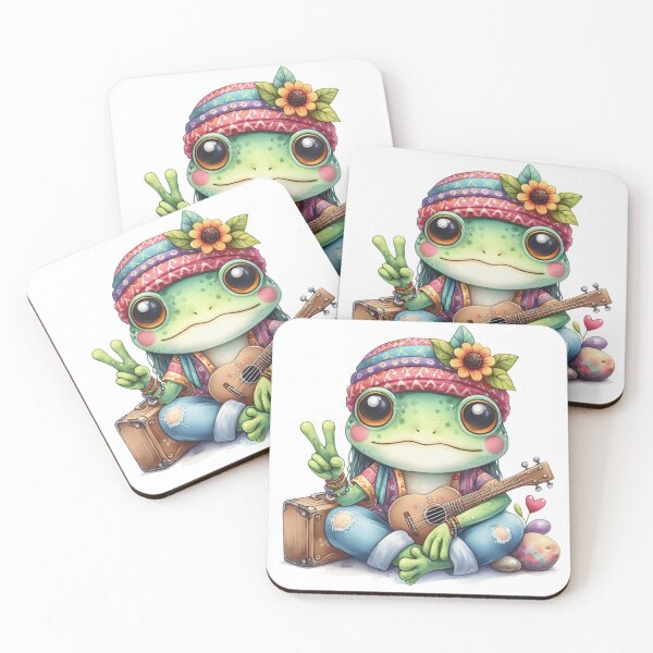 Item preview, Funky Frogs Hopping Into Zen! Cute Watercolor Hippie Frog designed and sold by dcohea.