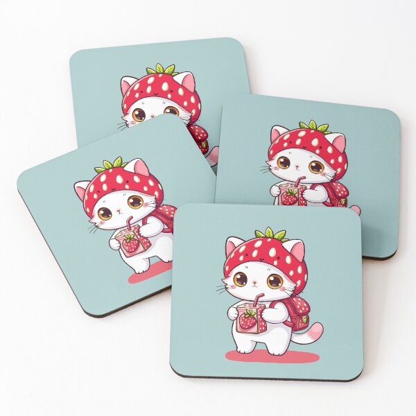 Item preview, Strawberry Juice Kitty designed and sold by KilkennyCat Art.