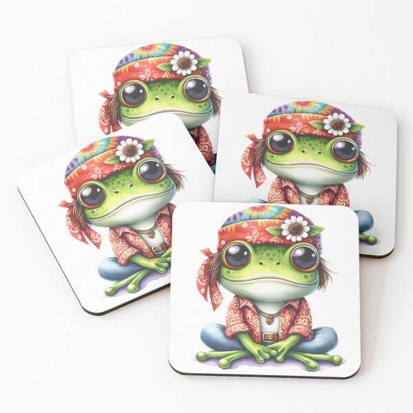 Item preview, Funky Frogs Hopping Into Zen! Cute Watercolor Hippie Frog designed and sold by dcohea.