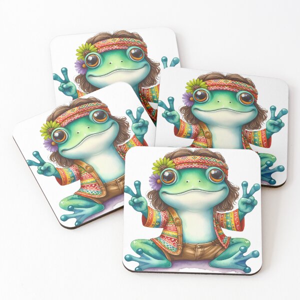 Item preview, Funky Frogs Hopping Into Zen! Cute Watercolor Hippie Frog designed and sold by dcohea.