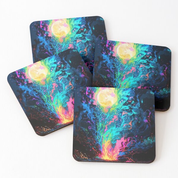Item preview, Neon Blaze Cosmic Convergence of Fire and Moonlight designed and sold by ArtComixHaven.