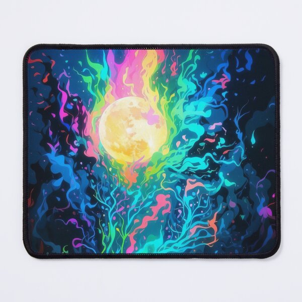 Item preview, Neon Blaze Cosmic Convergence of Fire and Moonlight designed and sold by ArtComixHaven.
