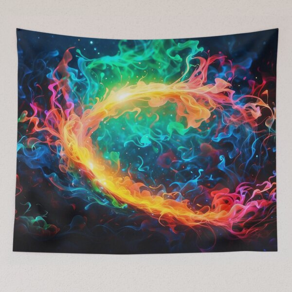 Item preview, Ethereal Flame Ring Dancing Lights in the Cosmic Void designed and sold by ArtComixHaven.