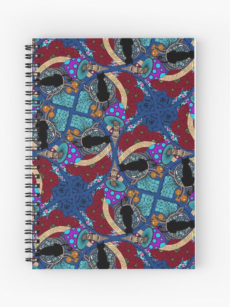 Journal, Starry Night Whimsigoth Tangle Art Deco Fans designed and sold by Triplicate Limited