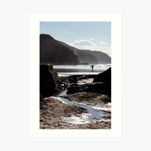 Rocky Silhouettes at Perranporth Art Print