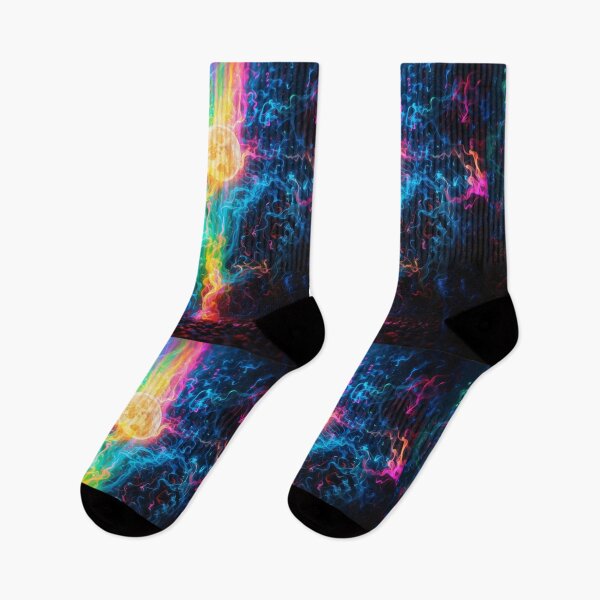 Item preview, Cosmic Dance Neon Flames Caress the Celestial Orb designed and sold by ArtComixHaven.