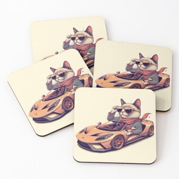 Item preview, Cool cat in sports car designed and sold by Vkinsify.