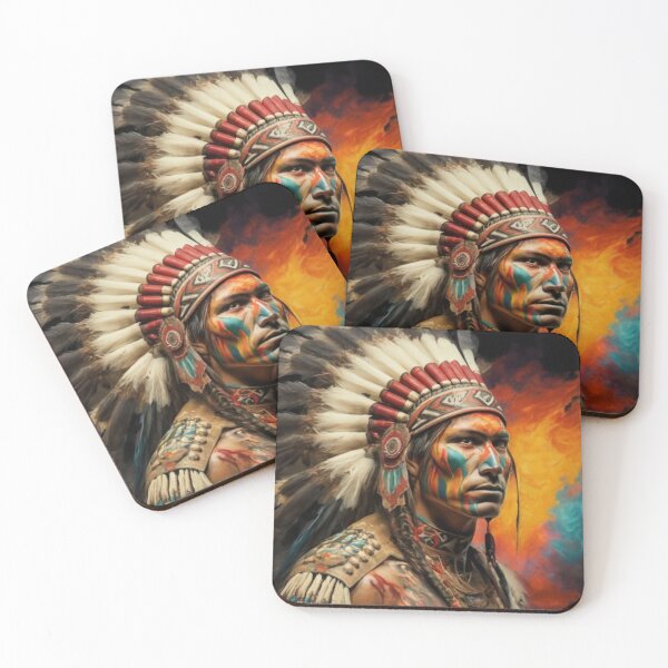 Item preview, Native American Indian Chief Jigsaw Puzzles Adults Kids 1000+ Pieces Native Warrior Chief Puzzle Design Hobby Love Vibrant Decor Unique gift designed and sold by Benjamin Heffernan.