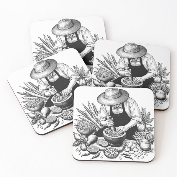 Item preview, Thai food line drawing art (1) designed and sold by fatimah-SL.