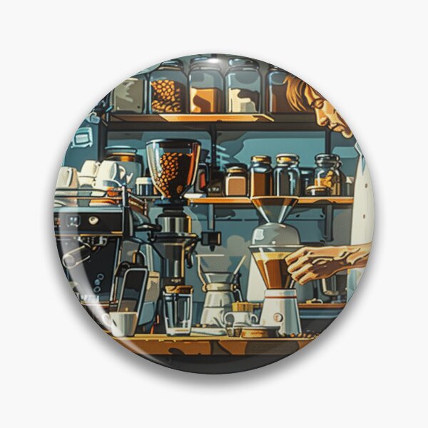 Item preview, Skilled Barista Brewing Foamy Espresso Drink at Busy Coffee House designed and sold by Shirtastically.