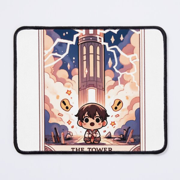 Item preview, The Tower' chibi-style digital tarot card designed and sold by TarotDigital.