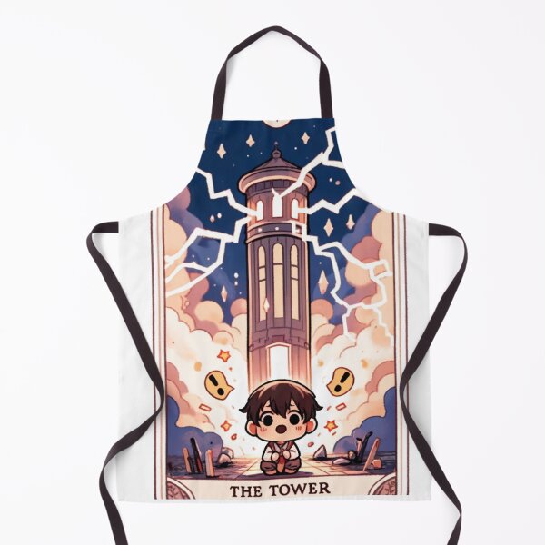 Item preview, The Tower' chibi-style digital tarot card designed and sold by TarotDigital.