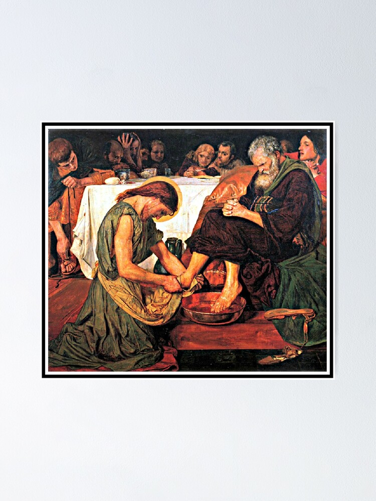 Jesus Washing Peter S Feet Poster For Sale By Virginia50 Redbubble   Fposter,small,wall Texture,product,750x1000.u2 