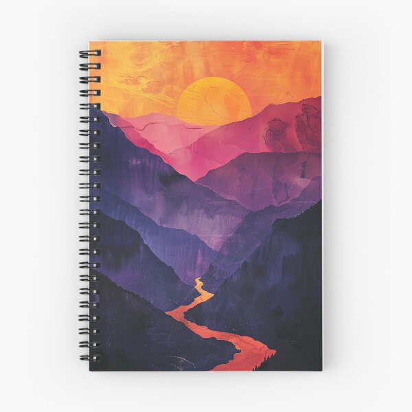Item preview, Landscape Mountains Boho Nature Purple Orange Moon Nature Painting River designed and sold by ArtHouseNiklas.