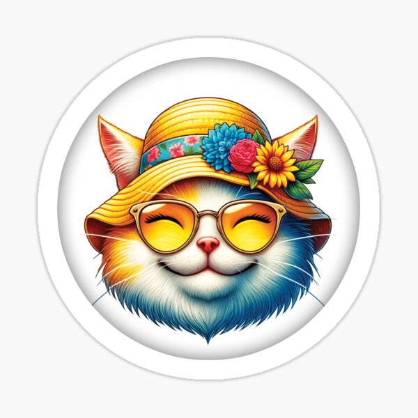 Summer Smile Cat Face Sticker