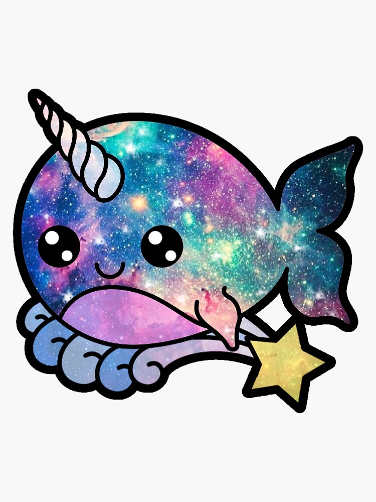 galaxy narwhal sticker by adelesart redbubble