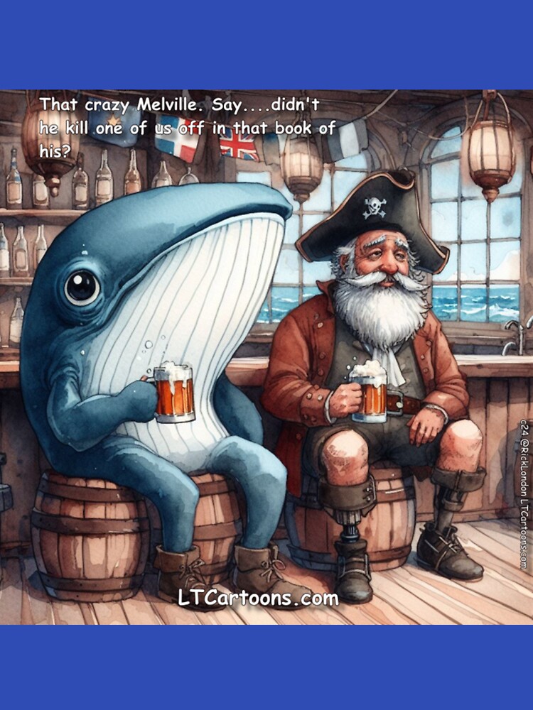 Thumbnail 7 of 7, Classic T-Shirt, Moby Dick And Ahab Enjoy A Cold Beer Together designed and sold by ltcartoons.