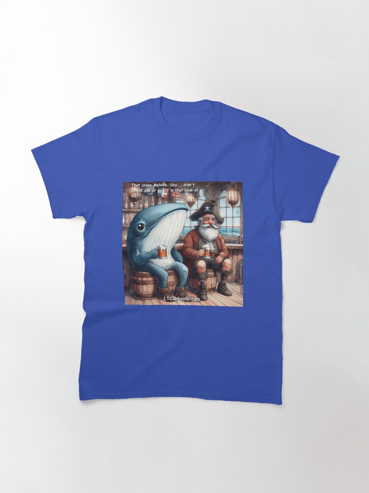 Thumbnail 3 of 7, Classic T-Shirt, Moby Dick And Ahab Enjoy A Cold Beer Together designed and sold by ltcartoons.