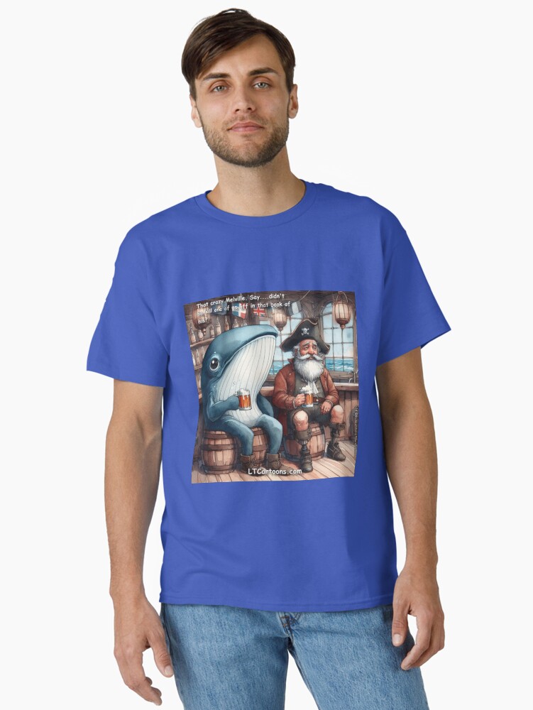 Thumbnail 2 of 7, Classic T-Shirt, Moby Dick And Ahab Enjoy A Cold Beer Together designed and sold by ltcartoons.