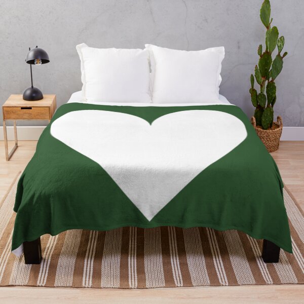 Item preview, Single WHITE LOVE HEART on a PINE (Dark) GREEN Background designed and sold by RachelMacht.