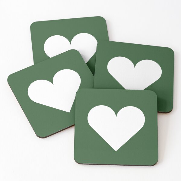Item preview, Single WHITE LOVE HEART on a PINE (Dark) GREEN Background designed and sold by RachelMacht.