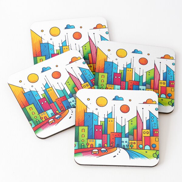 Item preview, A colorful drawing of a cityscape designed and sold by perfect-radius.
