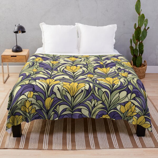 Item preview, Art Deco Inspired Yellow and Lilac Freesia Floral Pattern designed and sold by Petalandfur.