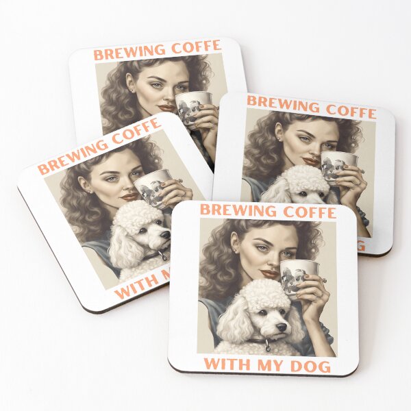 Item preview, Brewing Coffee with my dog white cute teacup toy poodle owner mom lover vintage designed and sold by SoulfulT.