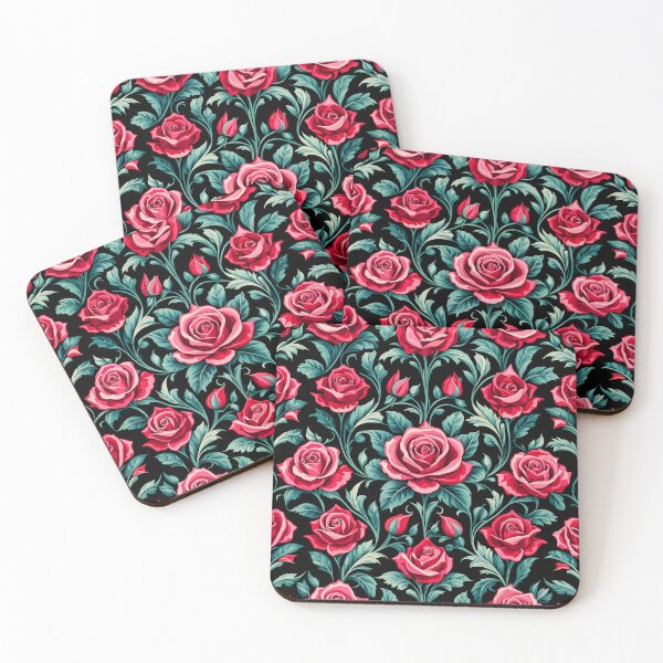 Item preview, Art Deco Inspired Red and Pink Rose Floral Pattern designed and sold by Petalandfur.