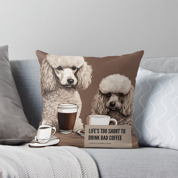 Aperçu de l'œuvre Life too short to drink bad coffe my dog poodle white cute toy owner mom lover vintage créée et vendue par SoulfulT.