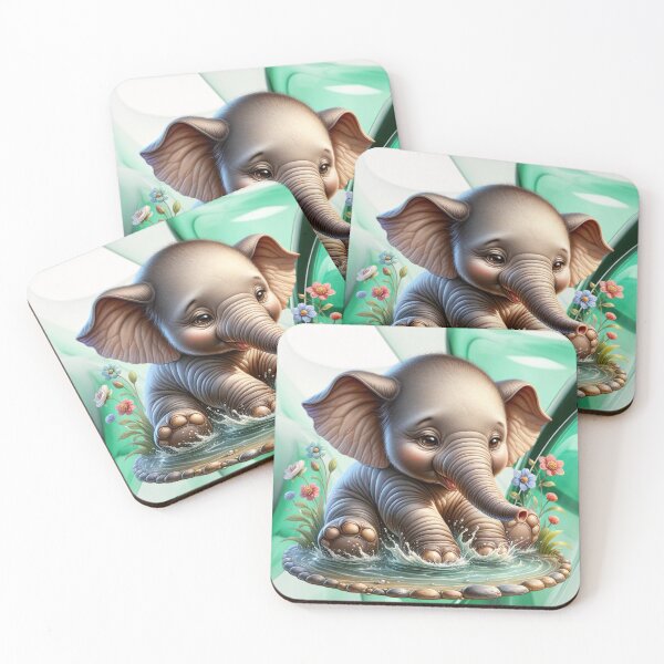 Item preview, Adorable Baby Elephant Frolicking In The Water designed and sold by AnalajiaDesigns.