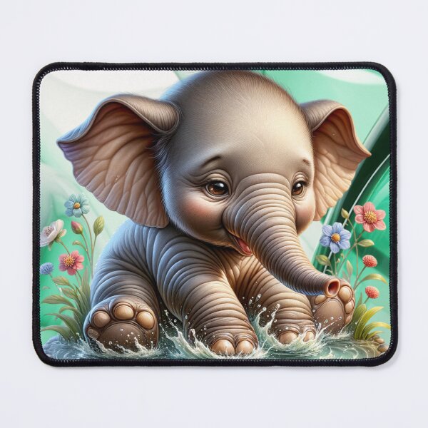Item preview, Adorable Baby Elephant Frolicking In The Water designed and sold by AnalajiaDesigns.