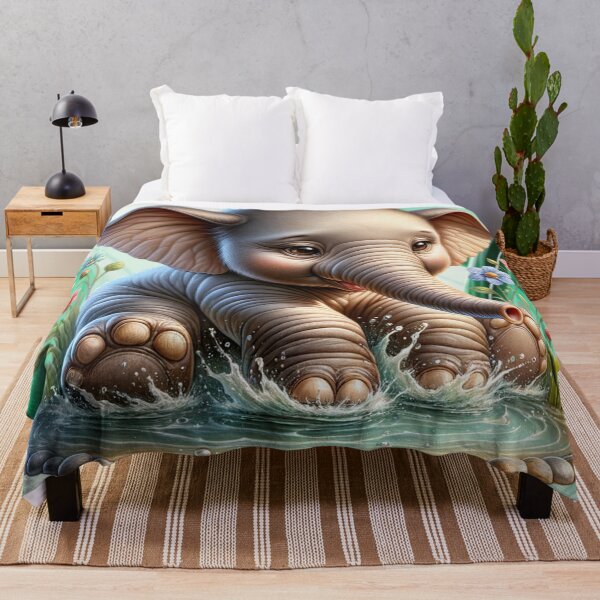 Item preview, Adorable Baby Elephant Frolicking In The Water designed and sold by AnalajiaDesigns.