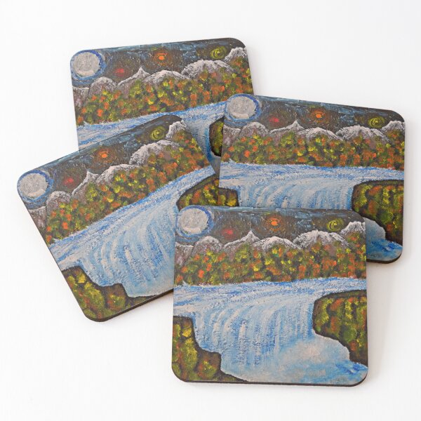 Item preview, Mountain waterfall at night designed and sold by George Hutton Hunter.