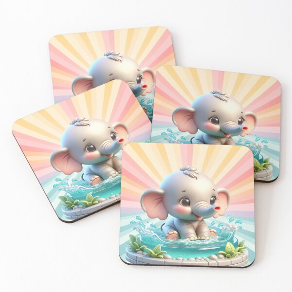 Item preview, Adorable Baby Elephant Frolicking In The Water designed and sold by AnalajiaDesigns.