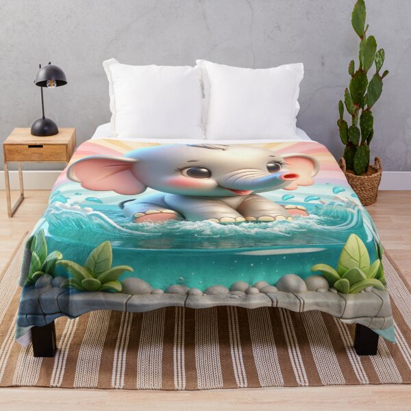 Item preview, Adorable Baby Elephant Frolicking In The Water designed and sold by AnalajiaDesigns.