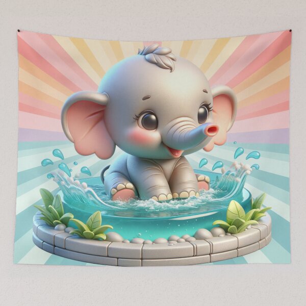 Item preview, Adorable Baby Elephant Frolicking In The Water designed and sold by AnalajiaDesigns.
