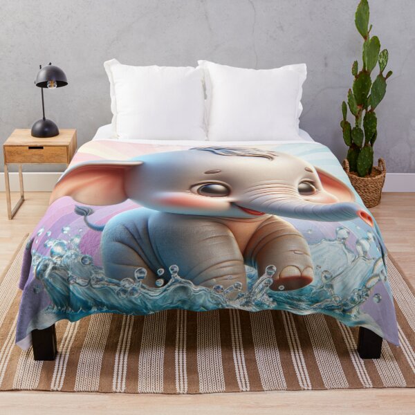 Item preview, Adorable Baby Elephant Frolicking In The Water designed and sold by AnalajiaDesigns.